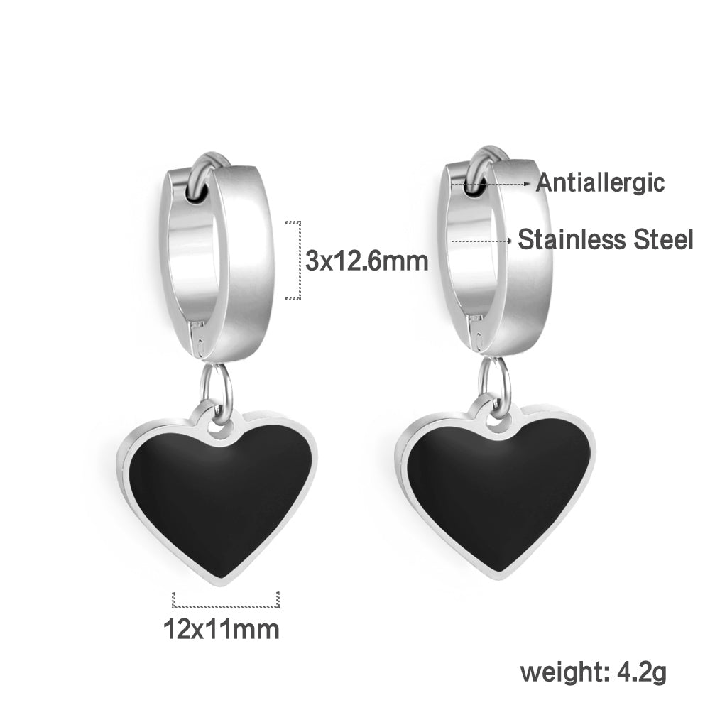 3x12.6mm circle with heart-shaped oil drop earrings asonjewelry